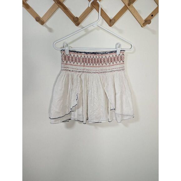 Free People Lip Smocking Good Layered Beaded Mini Skirt - Size Medium - Picture 1 of 6